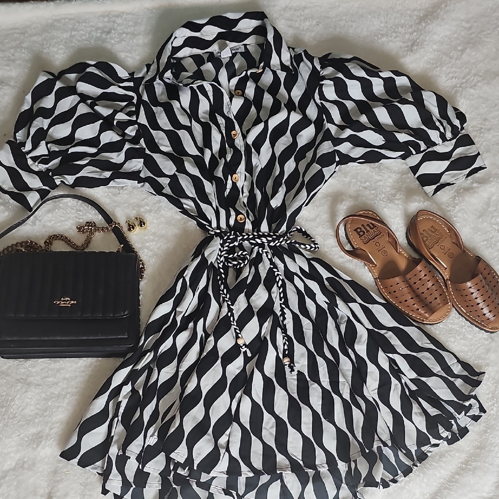Charlotterusse Black and White Striped Dress.